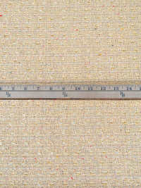Deep Champagne/Cardinal/Gold/Multi Wool/Polyester Horizontal Stripe Weave Boucle Suiting - NY Designer - 58W