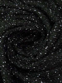Black/White/Dark Midnight Green Polyester/Wool Novelty Weave Boucle Suiting - NY Designer - 58W