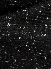 Black/White/Dark Midnight Green Polyester/Wool Novelty Weave Boucle Suiting - NY Designer - 58W