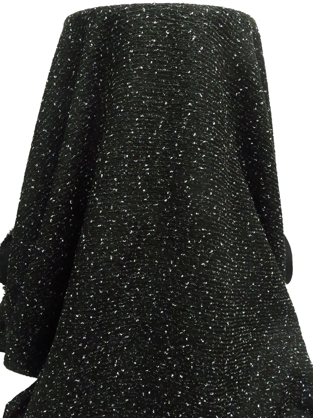 Black/White/Dark Midnight Green Polyester/Wool Novelty Weave Boucle Suiting - NY Designer - 58W