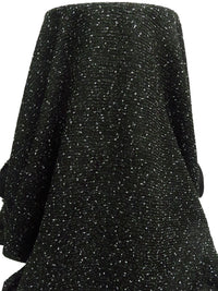 Black/White/Dark Midnight Green Polyester/Wool Novelty Weave Boucle Suiting - NY Designer - 58W