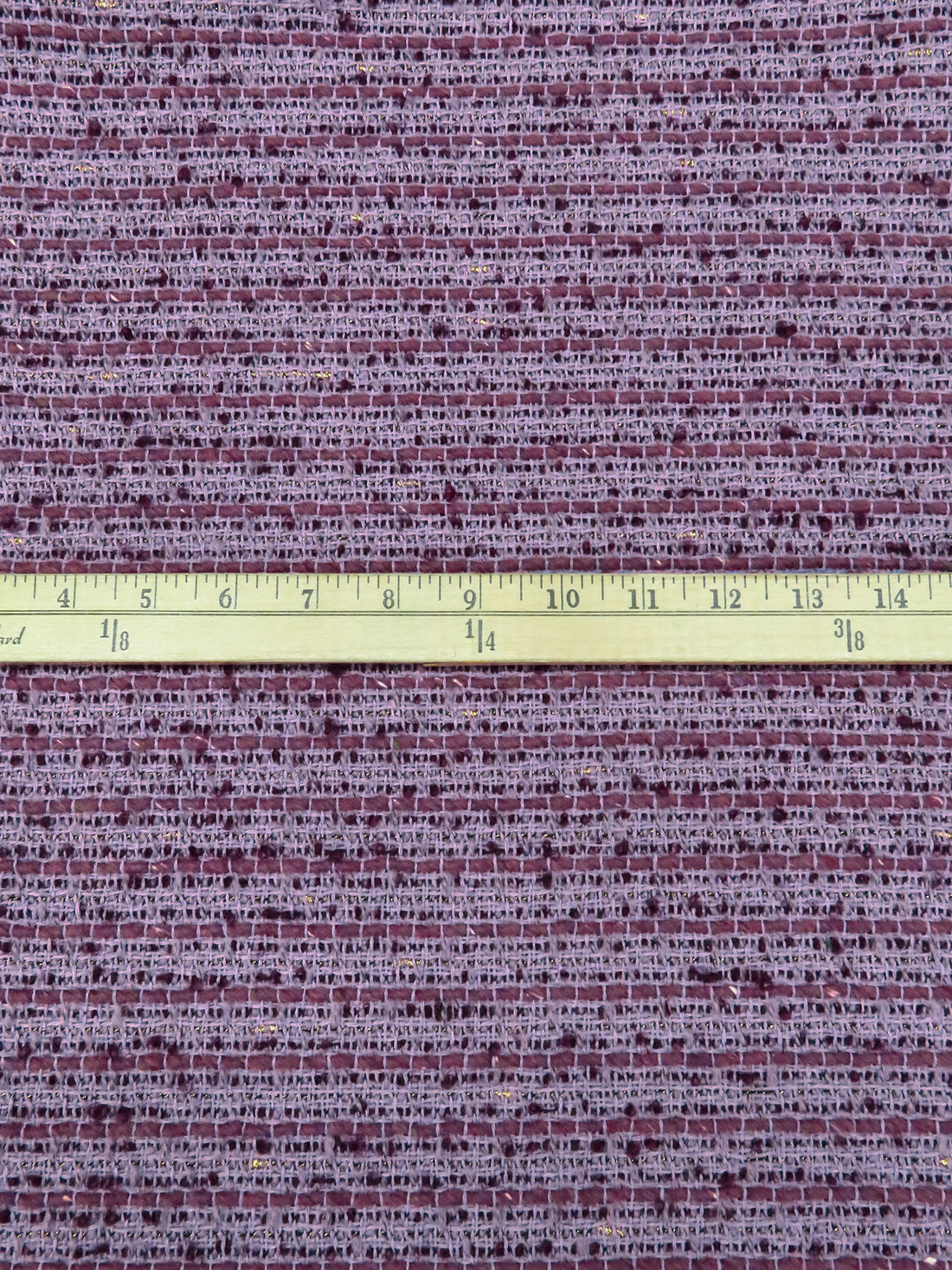 Wisteria/Black/Gold/Multi Wool/Polyester Horizontal Stripe Weave Boucle Suiting - NY Designer - 58W