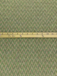 Moss Green/Almond/Gold Polyester/Wool/Metallic Novelty Chevron With Sparse Mini Sequins Boucle Suiting - NY Designer - 60W