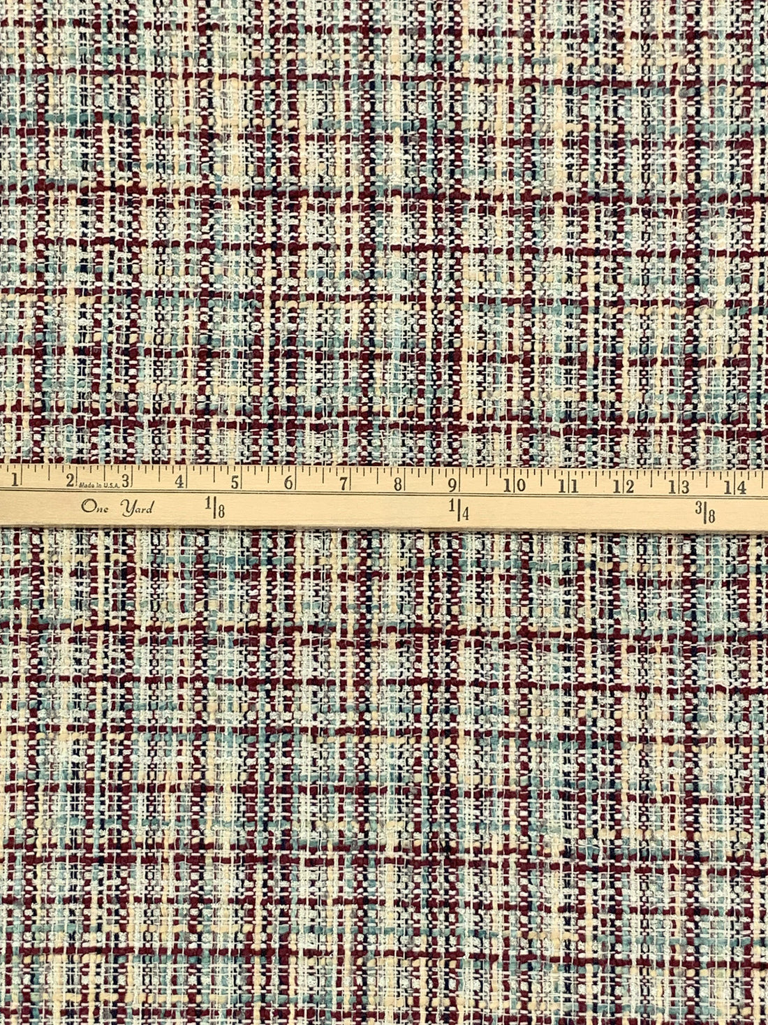 Old Garnet/Champagne/Silver/Multi Polyester/Wool/Metallic Tweed Boucle Suiting - NY Designer - 58W