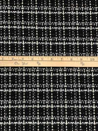 Black/White/Pale Gold Polyester/Wool/Metallic Tweed Boucle Suiting - NY Designer - 60W