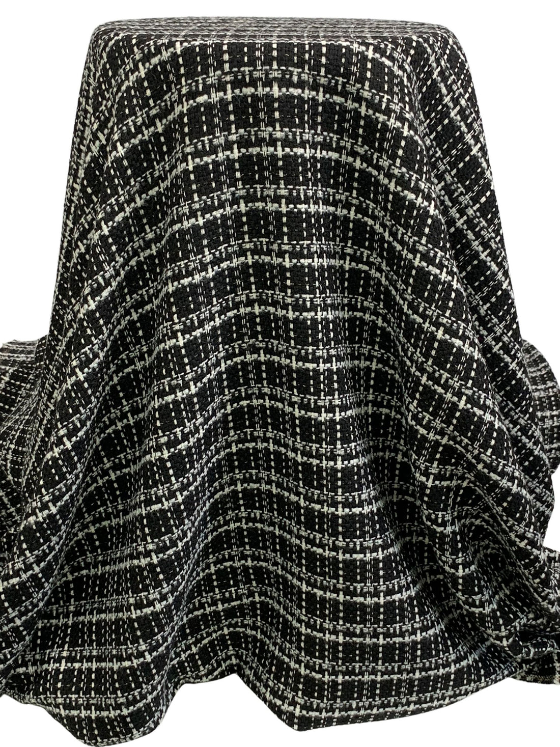 Black/White/Pale Gold Polyester/Wool/Metallic Tweed Boucle Suiting - NY Designer - 60W