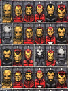 Battleship Gray/Dark Goldenrod/Black/Multi 100% Cotton Marvel Iron Man Evolves Print Flannel 44W