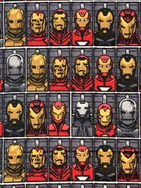 Battleship Gray/Dark Goldenrod/Black/Multi 100% Cotton Marvel Iron Man Evolves Print Flannel 44W