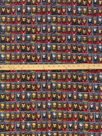 Battleship Gray/Dark Goldenrod/Black/Multi 100% Cotton Marvel Iron Man Evolves Print Flannel 44W