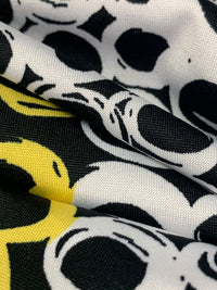 Black/White/Straw Polyester/Lycra Double Border Rugged Circles Print DTY Knit 58W