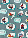 Slate Blue/White/Red/Multi 100% Cotton Marvel Kawaii Nursery Flight Print Quilt Weight Woven 43W
