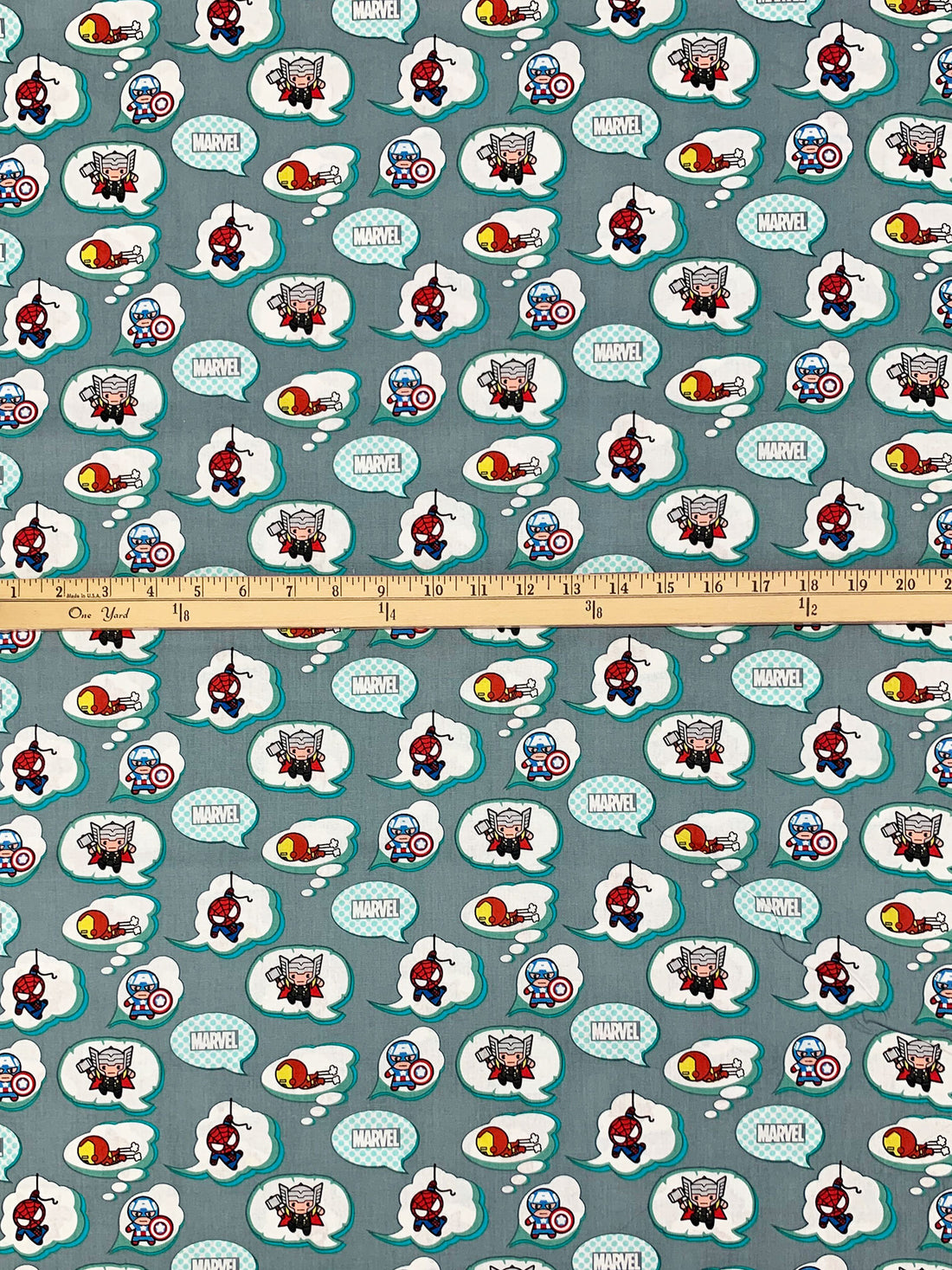 Slate Blue/White/Red/Multi 100% Cotton Marvel Kawaii Nursery Flight Print Quilt Weight Woven 43W