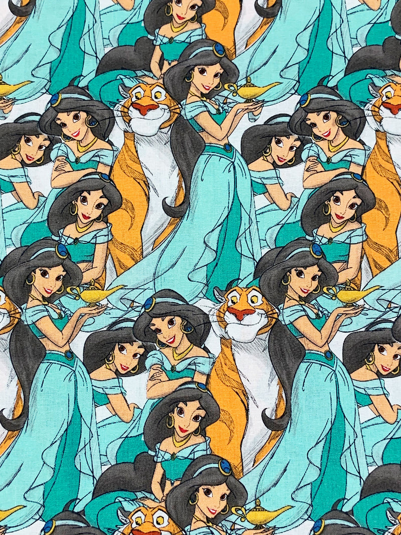 Medium Turquoise/Mango/Dark Charcoal/Multi 100% Cotton Princess Jasmine Packed Print Quilt Weight Woven 43W