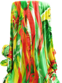 Lemon/Lime/Coral Red/Multi Polyester/Lycra Abstract Print FTY Knit 56W