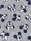Heathered Gray/Navy Blue/White/Black 100% Cotton Mickey & Minnie Print Quilt Weight Woven 43W