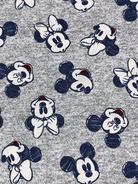 Heathered Gray/Navy Blue/White/Black 100% Cotton Mickey & Minnie Print Quilt Weight Woven 43W