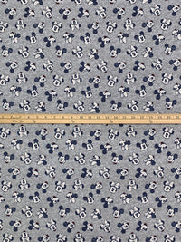 Heathered Gray/Navy Blue/White/Black 100% Cotton Mickey & Minnie Print Quilt Weight Woven 43W
