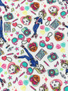 White/Deep Blue/Pink/Multi 100% Cotton Jojo Tech Toss Print Quilt Weight Woven 43W