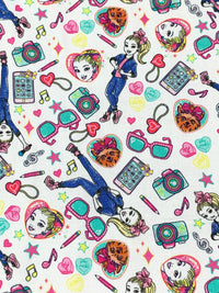 White/Deep Blue/Pink/Multi 100% Cotton Jojo Tech Toss Print Quilt Weight Woven 43W