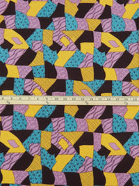Marigold/Dusty Lilac/Munsell Blue/Black Cotton/Lycra Sally Patch Print Jersey Knit 59W