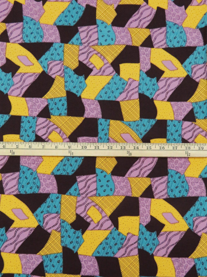 Marigold/Dusty Lilac/Munsell Blue/Black Cotton/Lycra Sally Patch Print Jersey Knit 59W