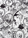 White/Black Cotton/Lycra Tossed World Of Nightmare Before Christmas Print Jersey Knit 58W
