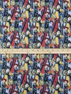 Mystic Blue/Buttercup/Crimson/Muti 100% Cotton Hocus Pocus Pack Print Quilt Weight Woven 44W