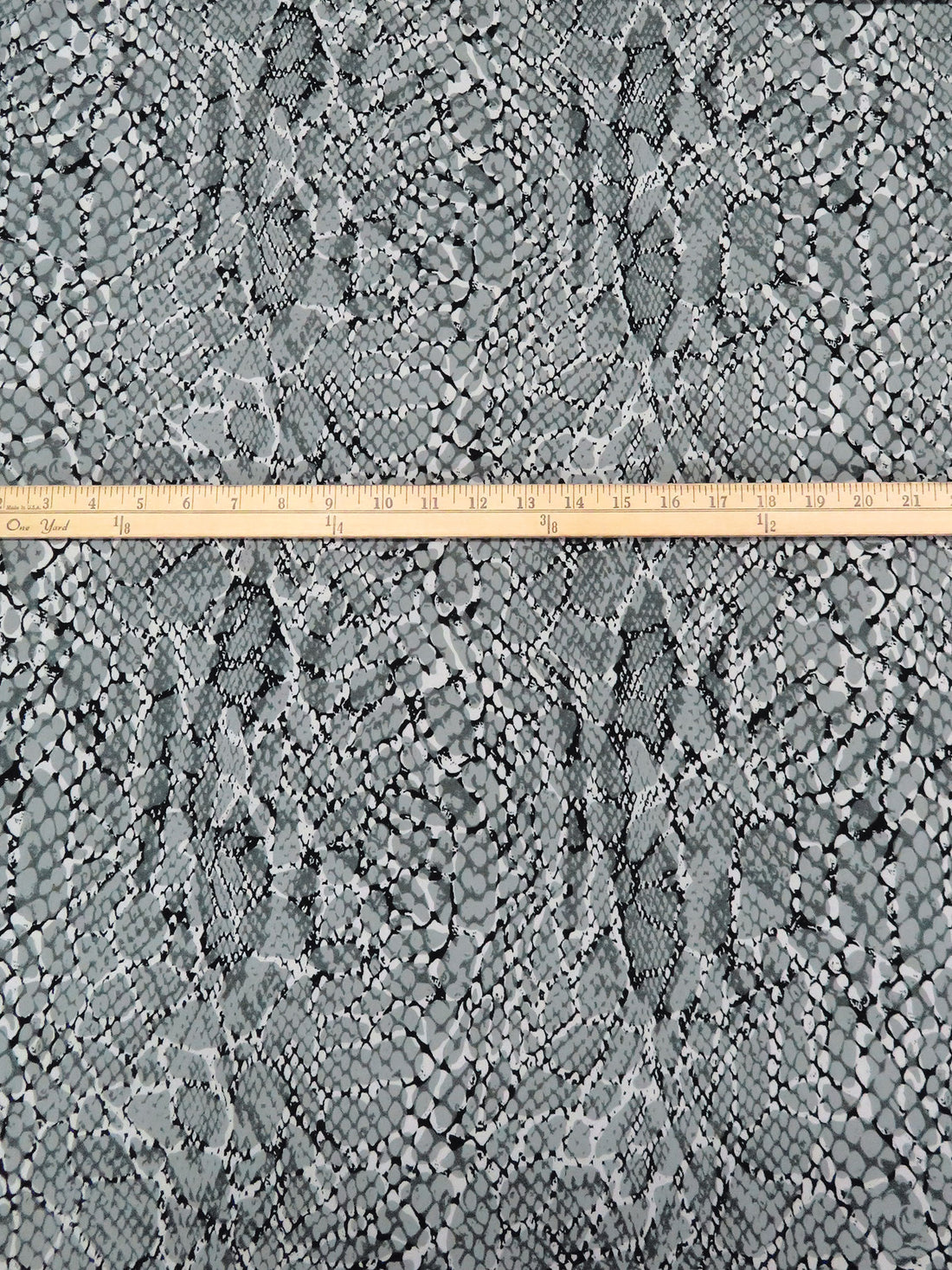 Gray/Black/Light Gray Polyester/Lycra Overlapping Snakeskin Print ITY Knit 57W