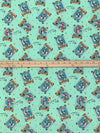 Seafoam Green/Dark Gold Sand/Air Force Blue 100% Cotton Nightmare Before Christmas Star-Crossed Lovers Print Quilt Weight Woven 44W