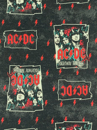 Black/Flame/Dark Gray 100% Cotton AC/DC Highway To Hell Print Quilt Weight Woven 43W