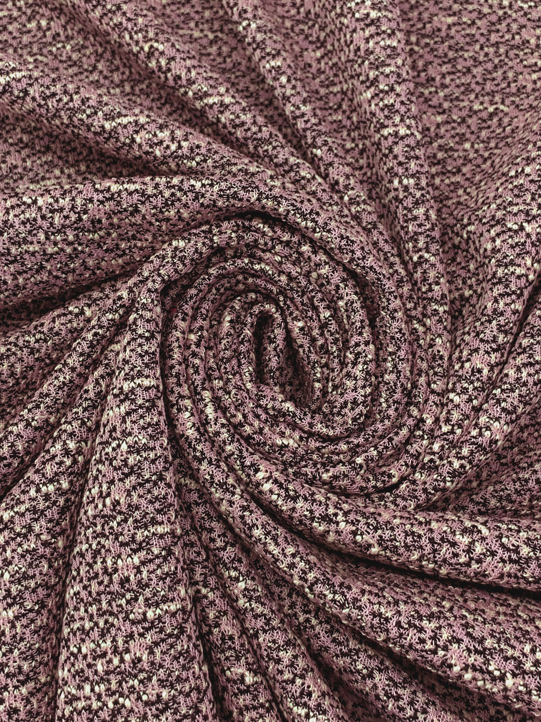 Soft Bubblegum Pink/White/Black 100% Polyester Tweed Sweater Double Knit 58W