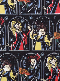 Black/Butter Yellow/Crimson/Multi 100% Cotton Hocus Pocus Night Sky Print Quilt Weight Woven 44W
