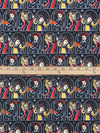 Black/Butter Yellow/Crimson/Multi 100% Cotton Hocus Pocus Night Sky Print Quilt Weight Woven 44W