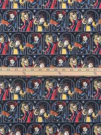 Black/Butter Yellow/Crimson/Multi 100% Cotton Hocus Pocus Night Sky Print Quilt Weight Woven 44W