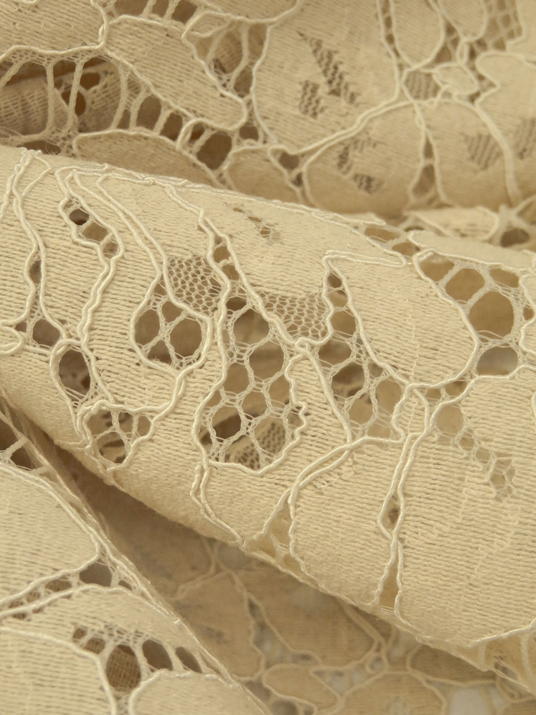 SOLD BY THE PANEL ONLY - Deep Champagne Cotton/Polyester Corded Floral Weave Lace - Luxe Resort Designer - 56W
