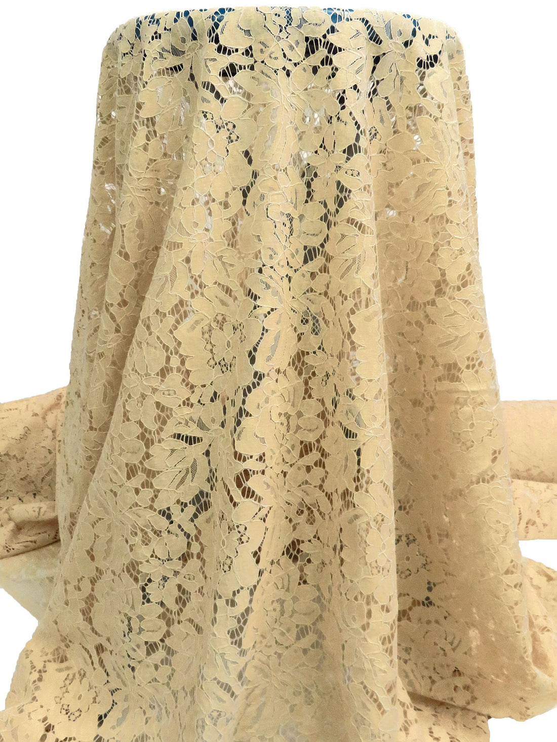 SOLD BY THE PANEL ONLY - Deep Champagne Cotton/Polyester Corded Floral Weave Lace - Luxe Resort Designer - 56W