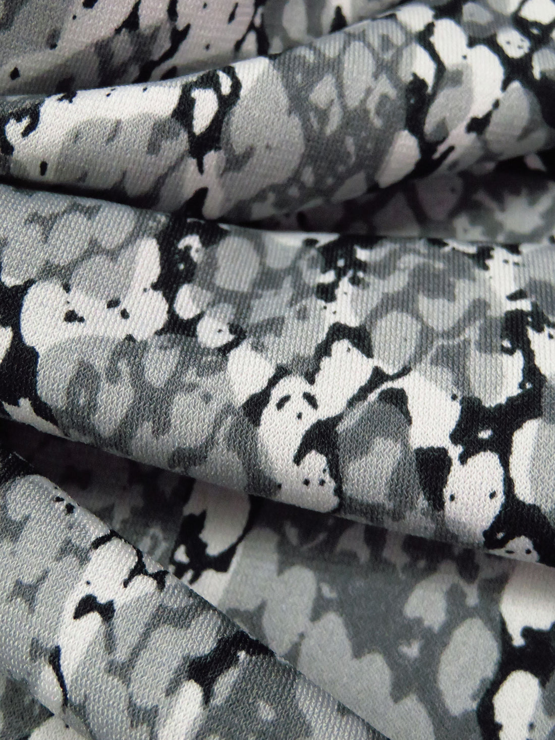 Gray/Black/Light Gray Polyester/Lycra Overlapping Snakeskin Print ITY Knit 57W