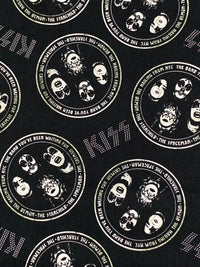 Black/White 100% Cotton Kiss Rock Names Print Quilt Weight Woven 43W