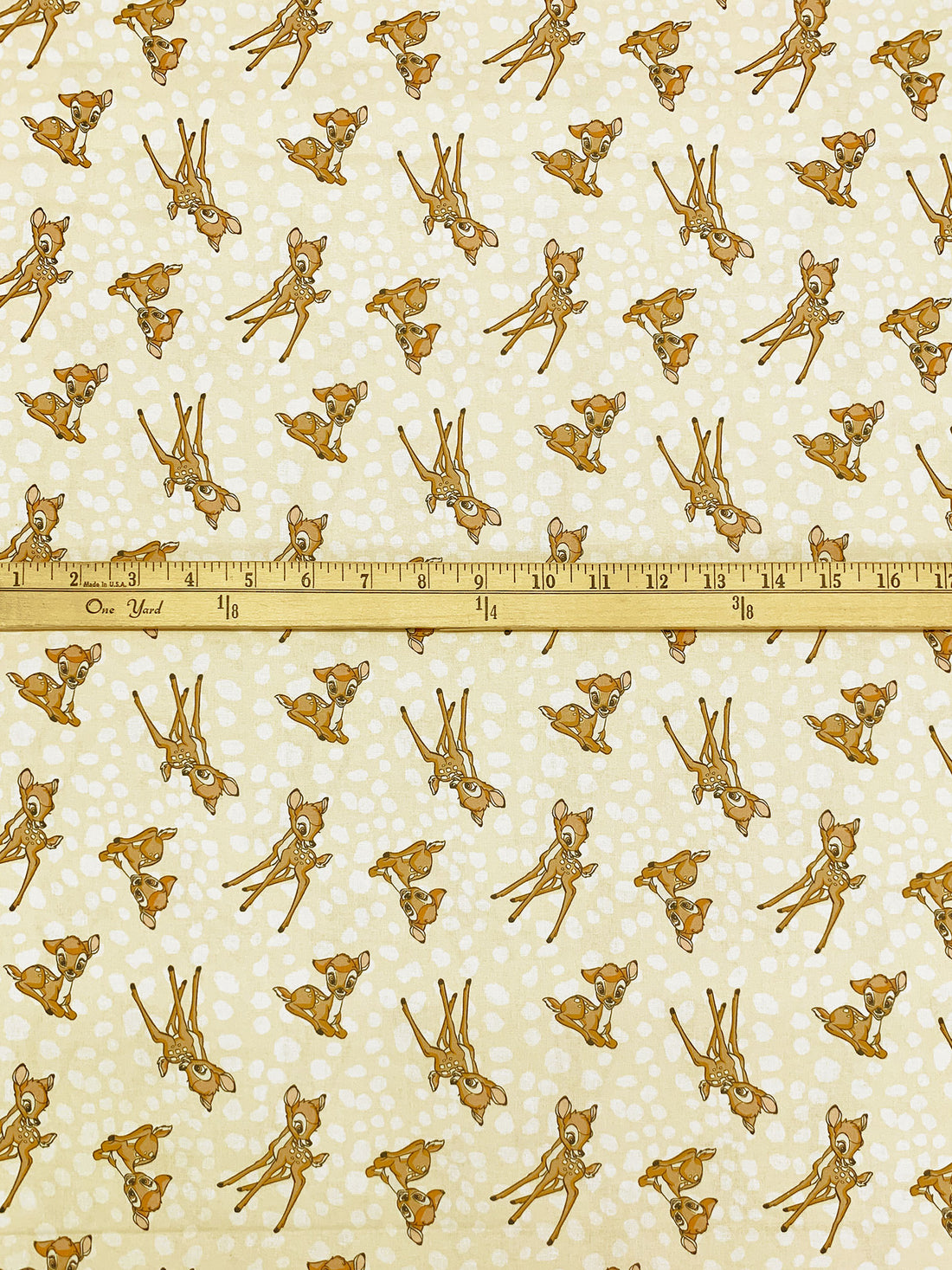 Soft Cream/Pale Oak/Black/Off-White 100% Cotton Disney Bambi Toss Print Quilt Weight Woven 43W
