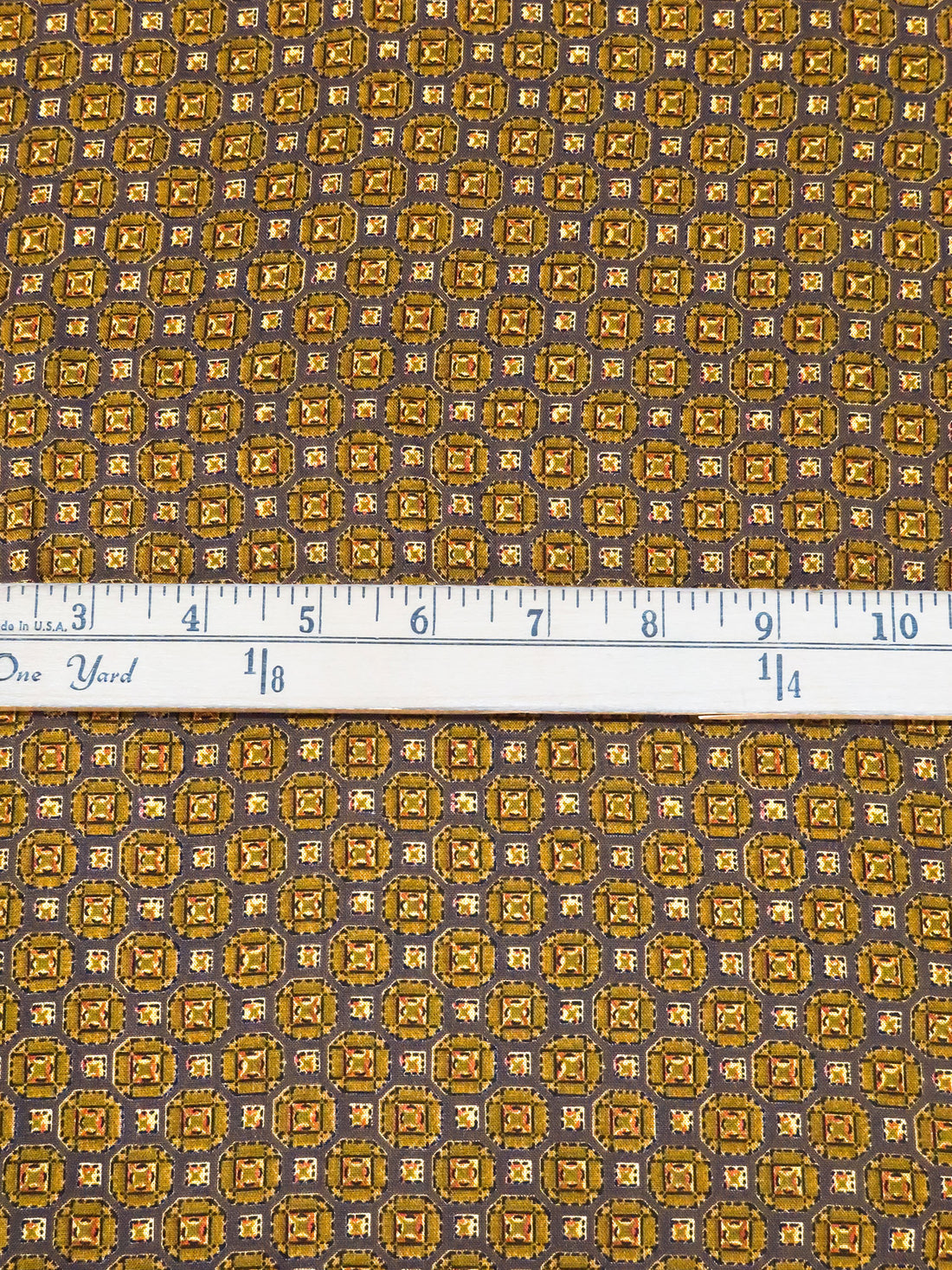Royal Brown/Rust/Dark Goldenrod/Multi 100% Rayon Geometric Print Challis 56W
