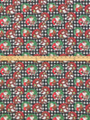 Middle Green/Light Red/White/Multi 100% Cotton Plaid Santa Print Quilt Weight Woven 44W
