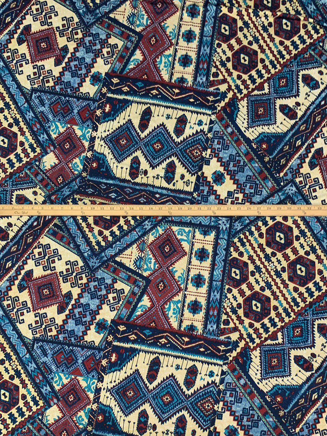 Dark Lapis/Golden Tan/Cayenne Red/Multi Polyester/Lycra Abstract Southwest Print DTY Knit 61W