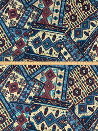 Dark Lapis/Golden Tan/Cayenne Red/Multi Polyester/Lycra Abstract Southwest Print DTY Knit 61W