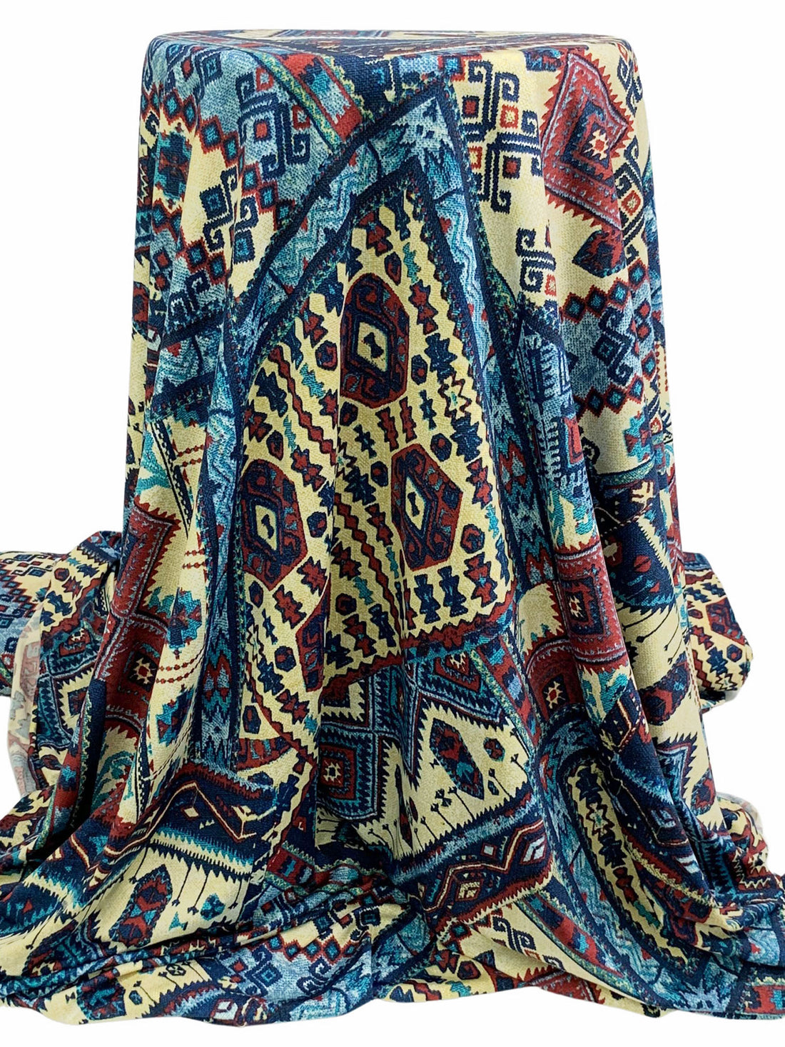 Dark Lapis/Golden Tan/Cayenne Red/Multi Polyester/Lycra Abstract Southwest Print DTY Knit 61W