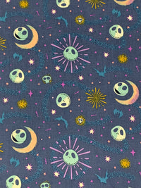 Independence Blue/Lilac/Deep Champagne 100% Cotton Nightmare Before Christmas Packed Celestial Jack Print Quilt Weight Woven 44W