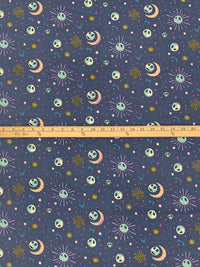 Independence Blue/Lilac/Deep Champagne 100% Cotton Nightmare Before Christmas Packed Celestial Jack Print Quilt Weight Woven 44W