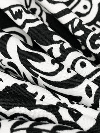 White/Black Polyester/Lycra Floral Paisley Print DTY Knit 61W