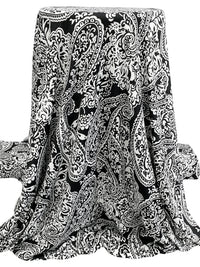 White/Black Polyester/Lycra Floral Paisley Print DTY Knit 61W
