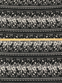 Black/Off-White Polyester/Lycra Horizontal Geometric Silhouette Floral Print ITY Knit 61W