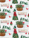 Snow White/Brown Sugar/Crimson Red/Multi 100% Cotton Red Birds Merry Christmas Print Quilt Weight Woven 43W